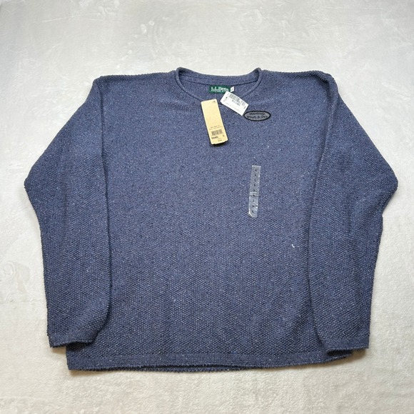 L.L. Bean Crew‎ Neck Sweater Mens Large Blue Knit Pullover NEW - Picture 2 of 7